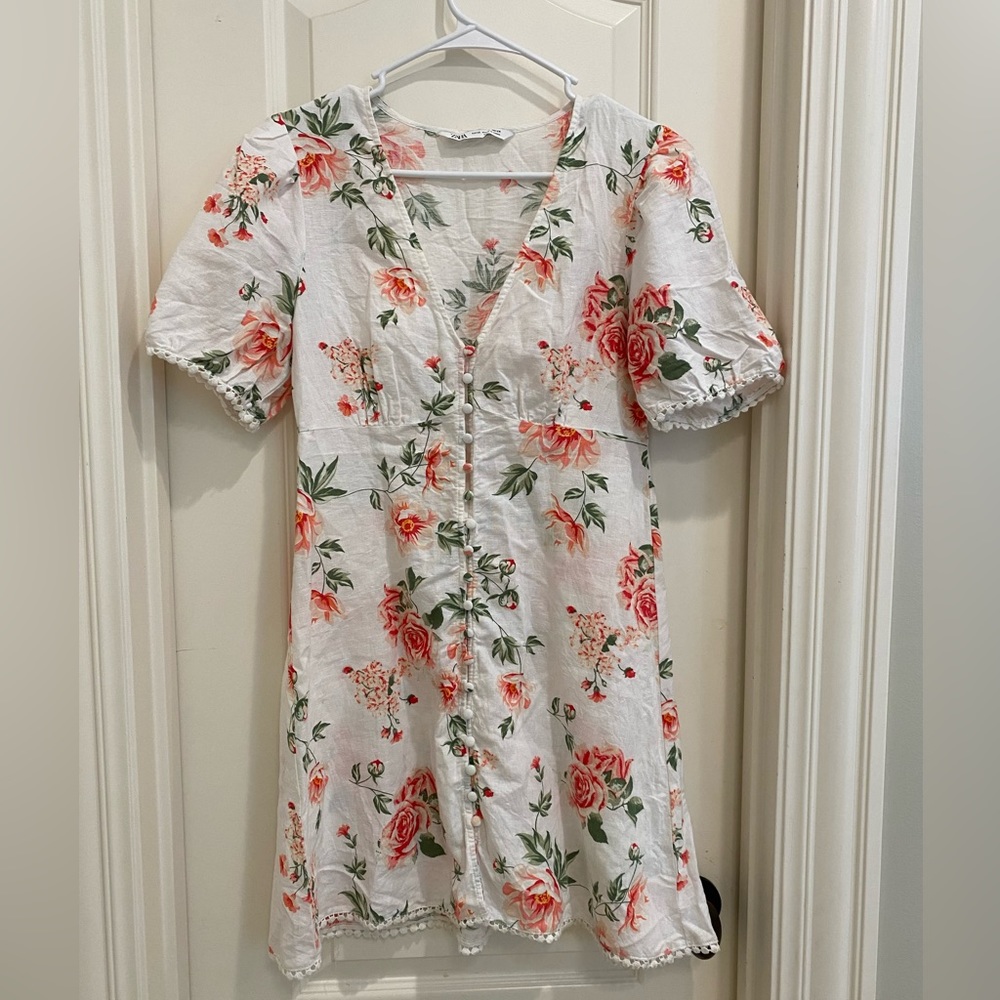 Zara floral dress with buttons